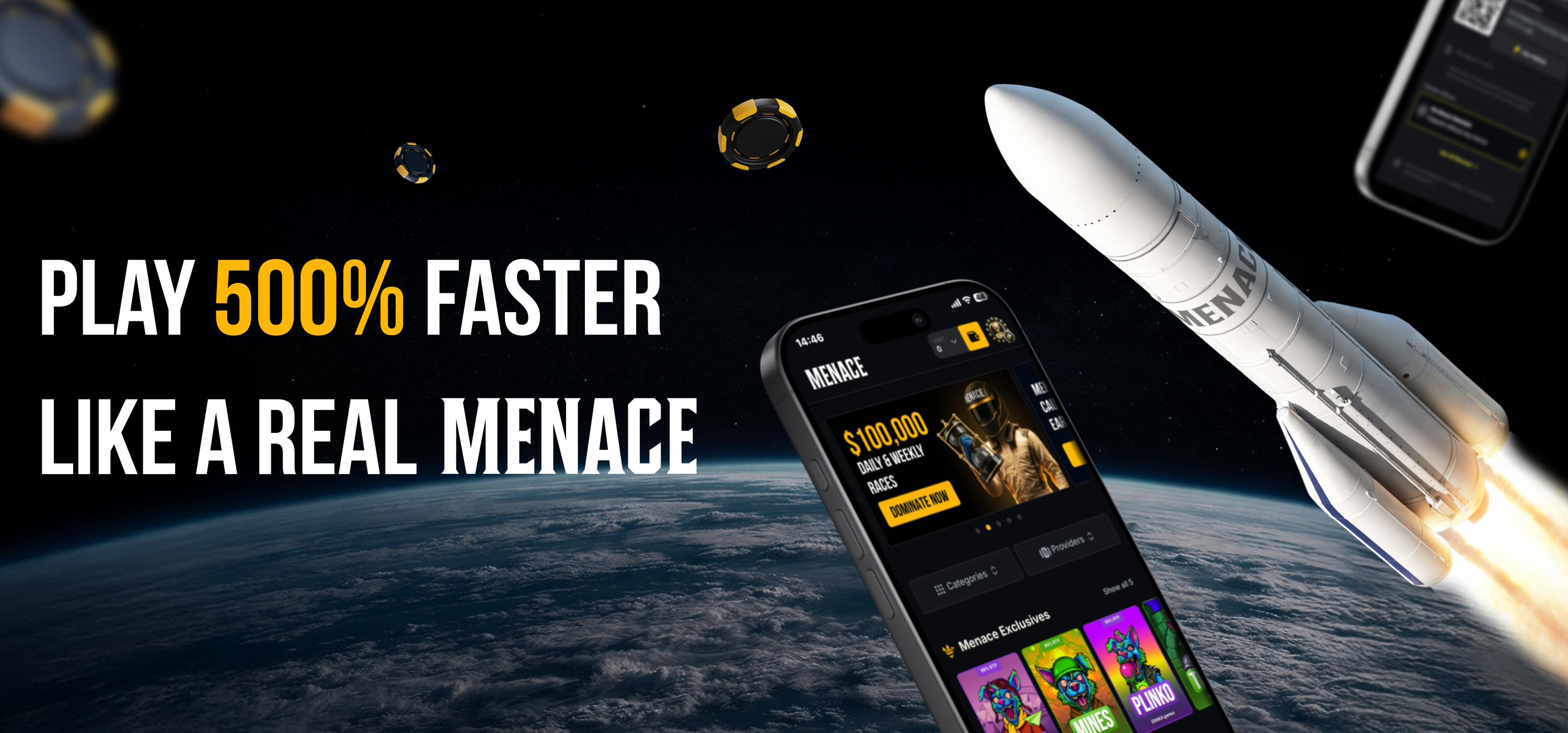 Get the Menace app and enjoy the best online casino experience on the go.